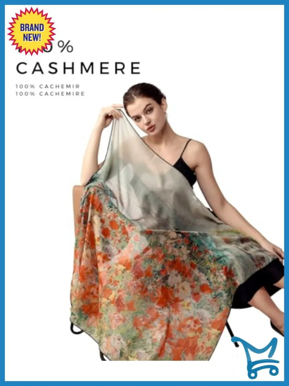 Cashmere Scarf Wrap - Featherlight Wrinkle-Free Square Shawl for Travel Office